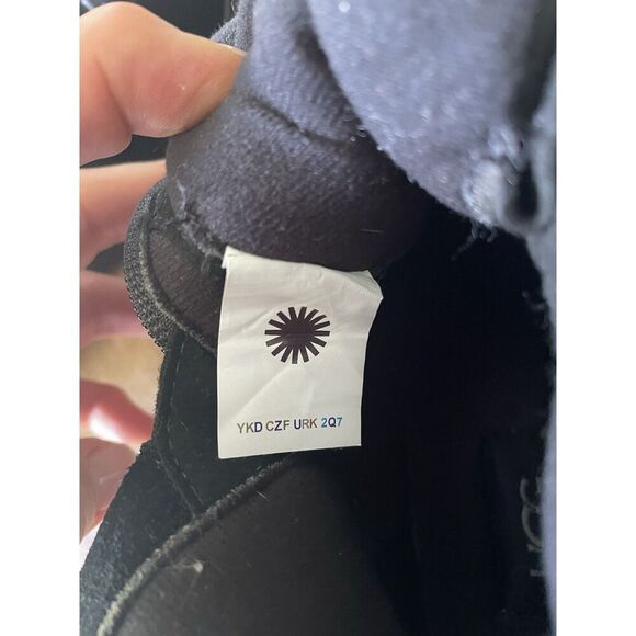 UGG Black Suede Shearling Hiker Boots Women Size 5 US 37 EU Lace Up Zip Winter - Picture 7 of 9